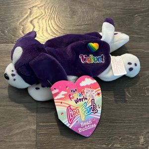 RARE 1998 Lisa Frank Bean Buddies Velvet Springer Spaniel Puppy Dog w/ Tags 💜